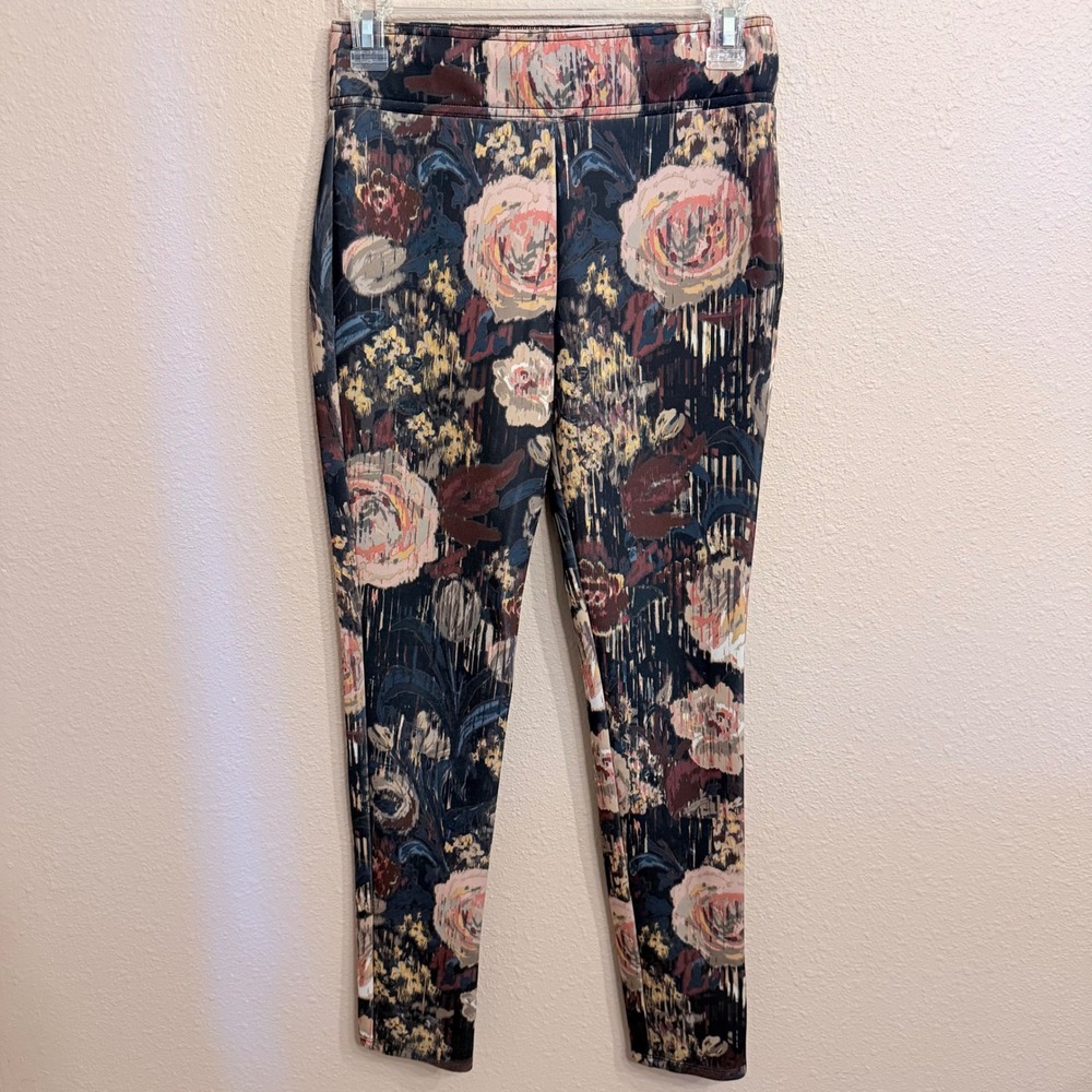Abercrombie & Fitch Womens Floral Ankle Zip Leggings Small Dark Rose Print Pants
